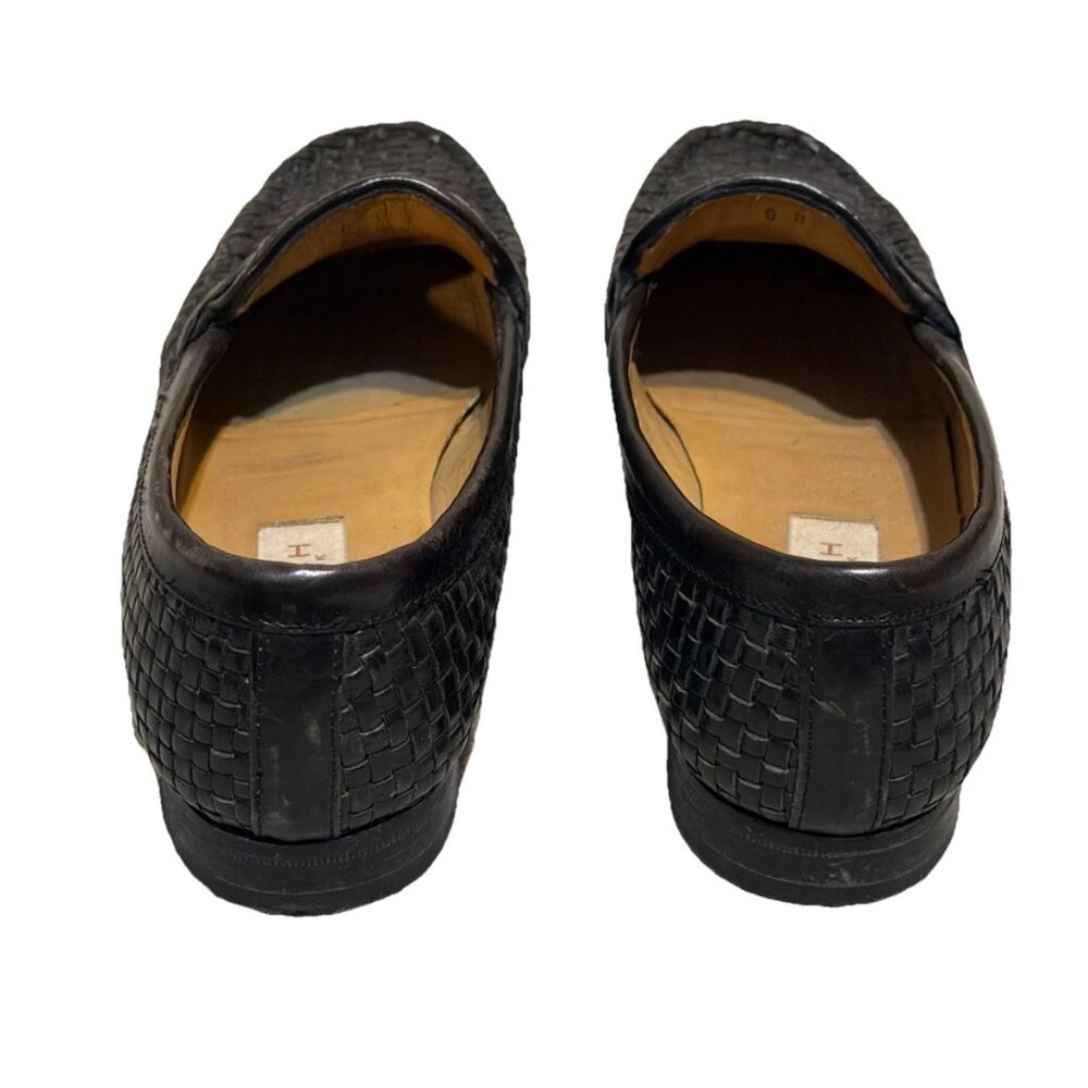 Coach Women's Size 8B Black Woven Leather Slip-On Loafers Shoes Made in Italy - Picture 4 of 8